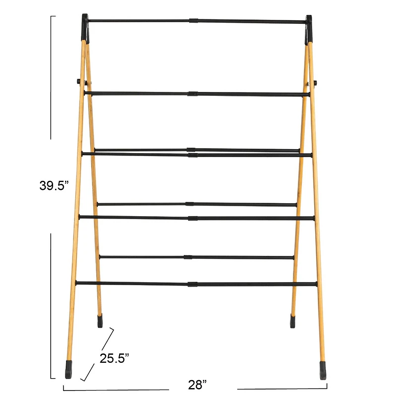 Household Essentials Bamboo V-Shaped Expandable Laundry Drying Rack