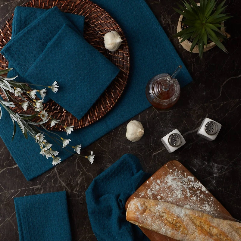 DII® Teal Green Recycled Cotton Waffle Dish Towels, 6ct.