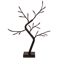 15" LED Lighted Black Weeping Halloween Twig Tree, Orange Lights