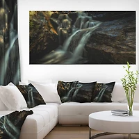 Designart Slow Motion Waterfall In Summer Landscape Canvas Art Print