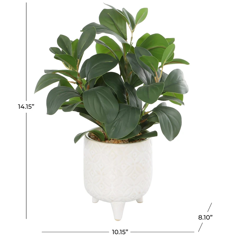 14" Faux Foliage Artificial Plant in White Pot