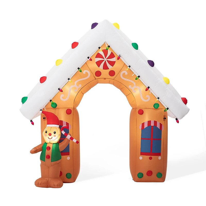 Glitzhome® 8ft. LED Lighted Gingerbread House Inflatable Décor