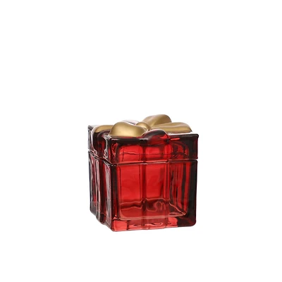 4.5" Burgundy Gift Box Glass Decorative Container by Ashland®