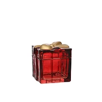 4.5" Burgundy Gift Box Glass Decorative Container by Ashland®