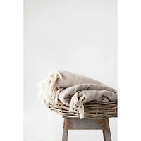 Hello Honey® Woven Mélange Wool & Cotton Slub Throw With Fringe