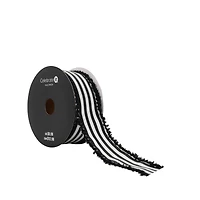 1.5" x 10yd. Black & White Striped Wired Grosgrain Ribbon by Celebrate It® Halloween