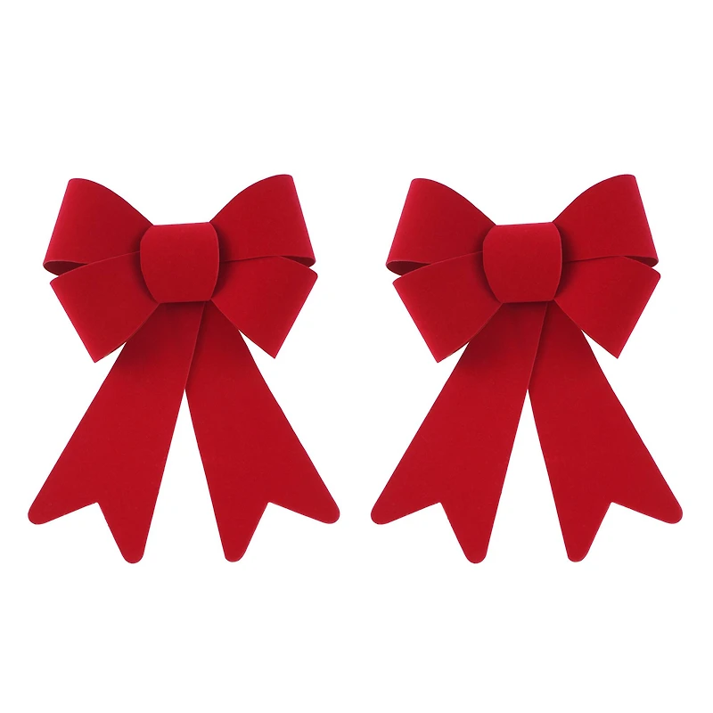 7" Red Flocked Tree Bows, 2ct. by Celebrate It®