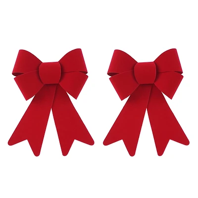 7" Red Flocked Tree Bows, 2ct. by Celebrate It®