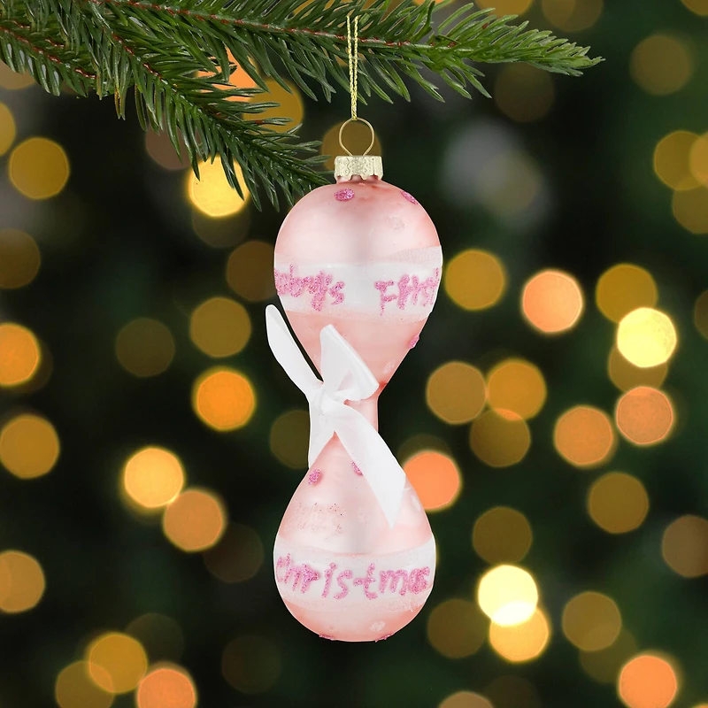 Baby Girl's First Christmas 2023 Glass Ornament - 5"