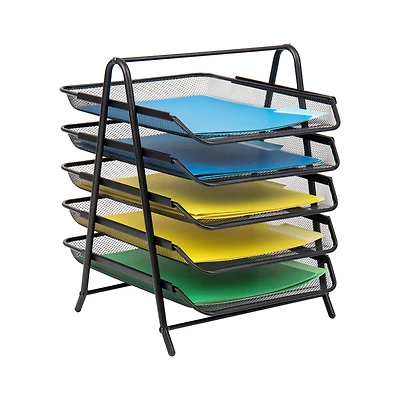 Mind Reader Network Collection Mesh Black 5-Tier Paper & File Desktop Organizer with File Folders
