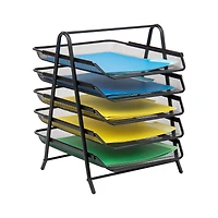 Mind Reader Network Collection Mesh Black 5-Tier Paper & File Desktop Organizer with File Folders