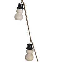 Hello Honey® 6ft. Decorative Wood Snowman with Jute Rope Garland