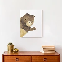 Hello Bear Waving 11" x 14" Canvas Wall Art