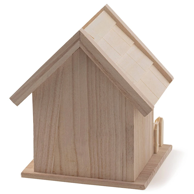 8 Pack: 7" Wood Birdhouse with Fence by Make Market®