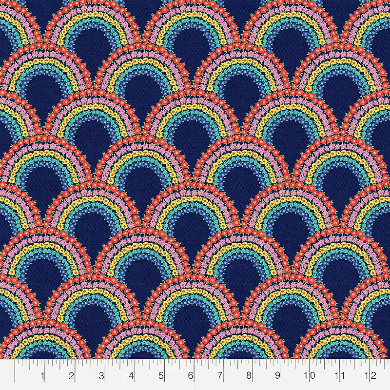 Fabric Editions Floral Rainbow Cotton Fabric