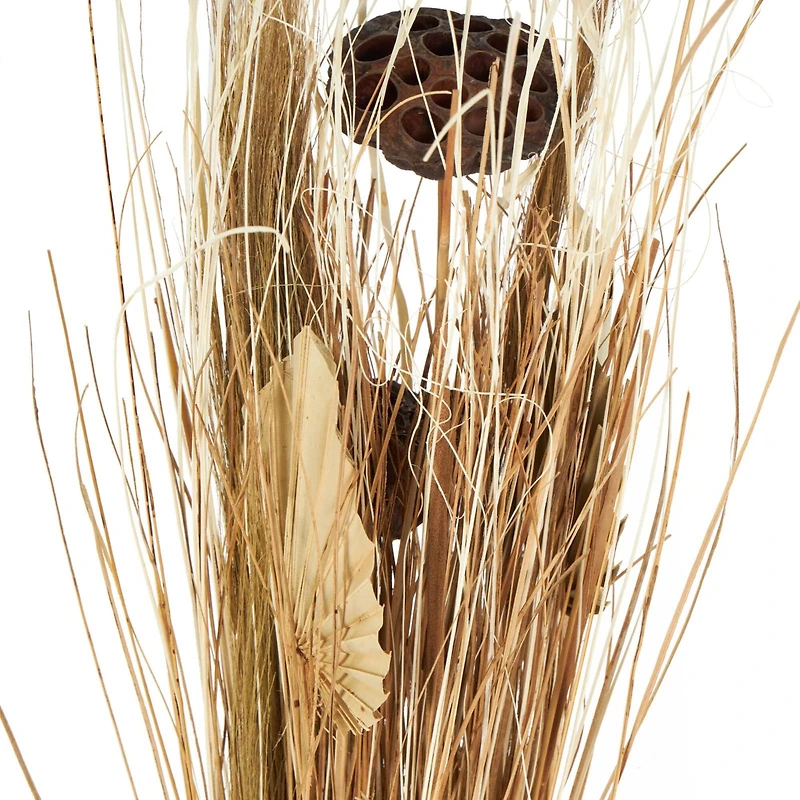 3.4ft. Brown Dried Plant Pampas Grass Natural Foliage with Fan Palm Leaves