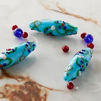 Blue Lampwork Glass Oval Bead Mix by Bead Landing™