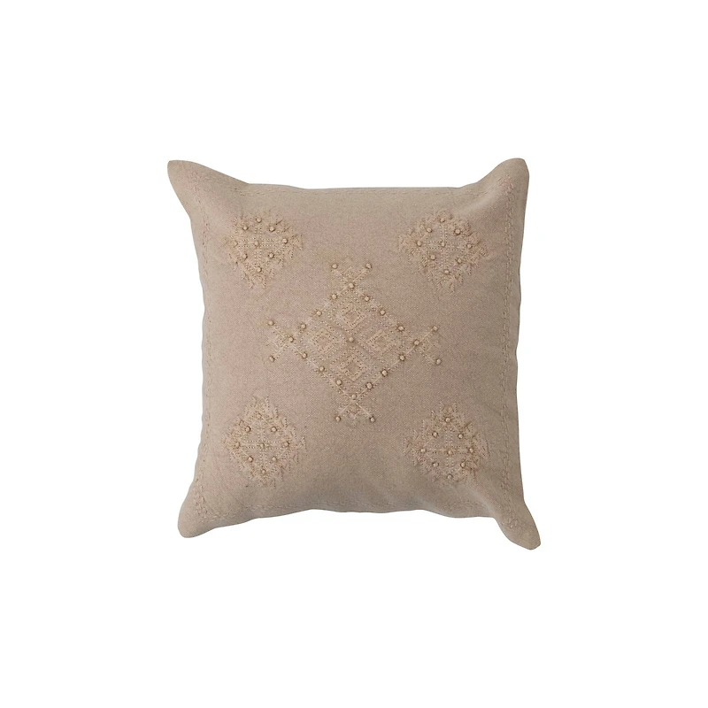 Hello Honey® Linen Embroidery & French Knots Woven Cotton Pillow
