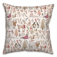 Winter Wonderland Animals Pattern 18" x 18" Spun Poly Pillow
