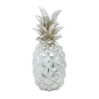 Silver Polystone Traditional Decorative Pineapple, 14" x 6" x 6"