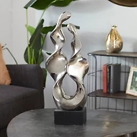 27" Silver Ceramic Modern Abstract Sculpture