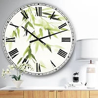 Designart 'Simplist Bamboo Leaves I Lake House Wall Clock