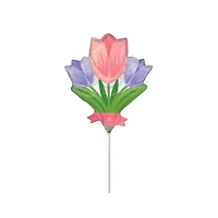 14" Spring Cheer Tulips Foil Stick Balloon