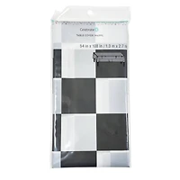54" x 108" Black & White Checker Plastic Table Cover by Celebrate It™