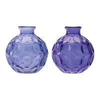 4.25" Blue Bubble Glass Bud Vase Set