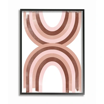 Stupell Industries Pink & Brown Rainbow Retro Color Curves Black Framed Wall Art
