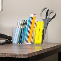 Mind Reader Pen and Accessories Holder, Desktop Organizer, Makeup Organizer, Office, Acrylic, Set of 3, Clear