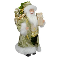 12" St. Patrick's Irish Standing Santa Claus Christmas Figure with Teddy Bear and Gift Bag