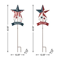 Glitzhome® 42" Patriotic America Star Yard Stake Set