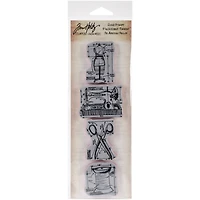 Stampers Anonymous Tim Holtz® Mini Sewing Blueprints Strip Cling Stamps Set