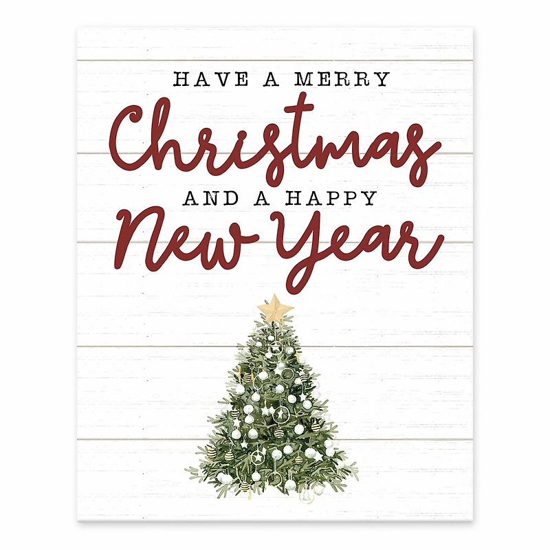 Merry Christmas Happy New Year Tabletop Canvas