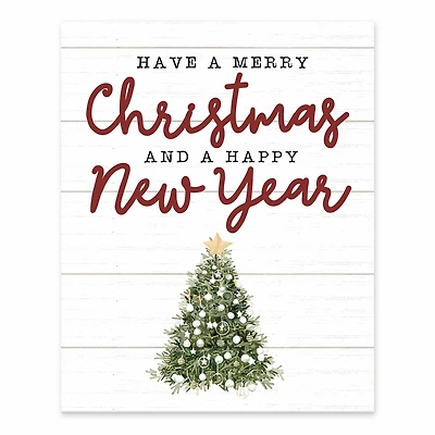 Merry Christmas Happy New Year Tabletop Canvas