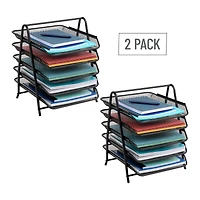 Mind Reader Network Collection Black Metal Mesh 5-Tier Paper Trays, 2ct.
