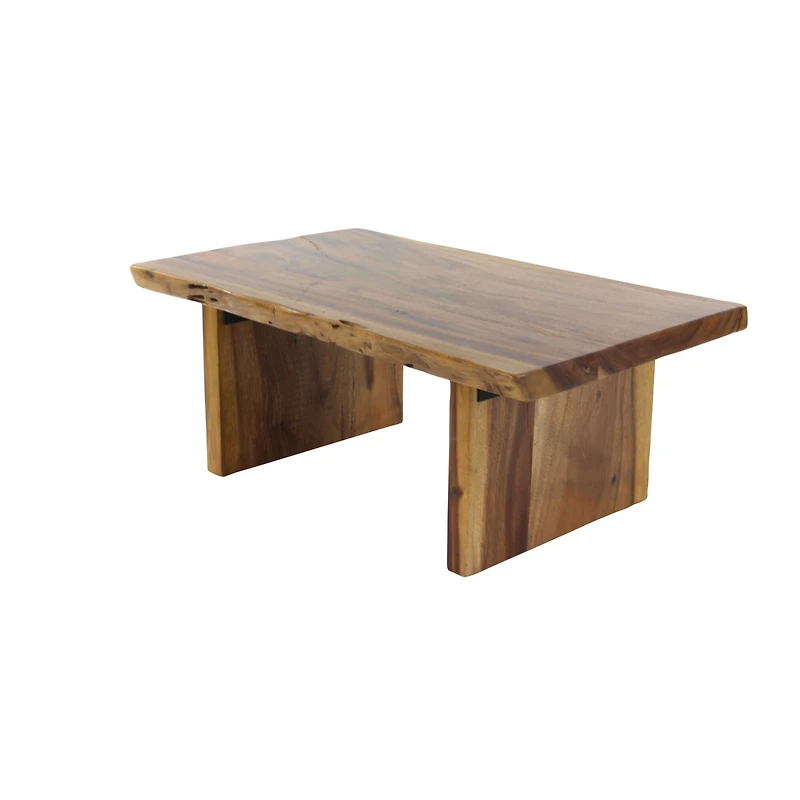 Brown Wood Contemporary Coffee Table, 16" x 40" x 24"