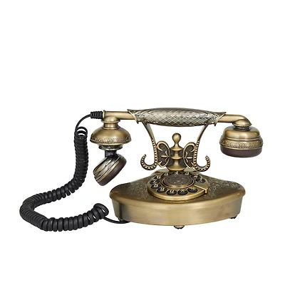 Gold Metal Vintage Telephone 5" x 8" x 5"