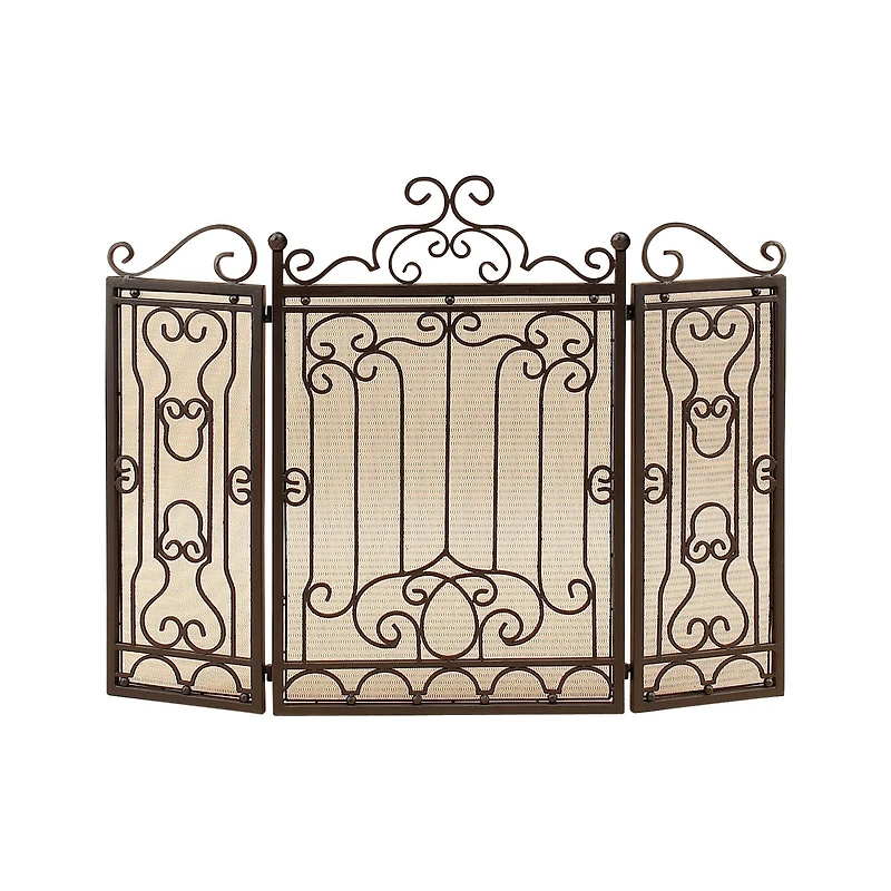 Brown Metal Traditional Fireplace Screen, 38" x 48" x 1"
