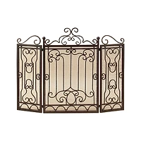 Brown Metal Traditional Fireplace Screen, 38" x 48" x 1"