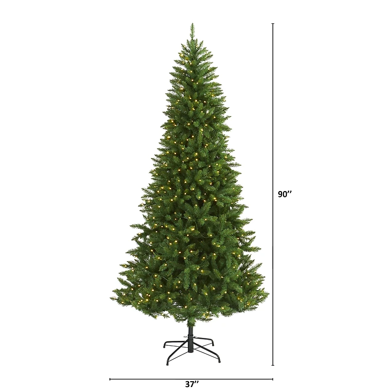 7.5ft. Pre-Lit Green Valley Fir Artificial Christmas Tree with Clear LED Lights