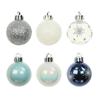 7 Pack 1.5" Blue, White & Silver Starburst Shatterproof Ball Ornaments by Ashland®