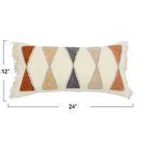 Hello Honey® 24'' Embroidered Cotton Lumbar Pillow with Fringe