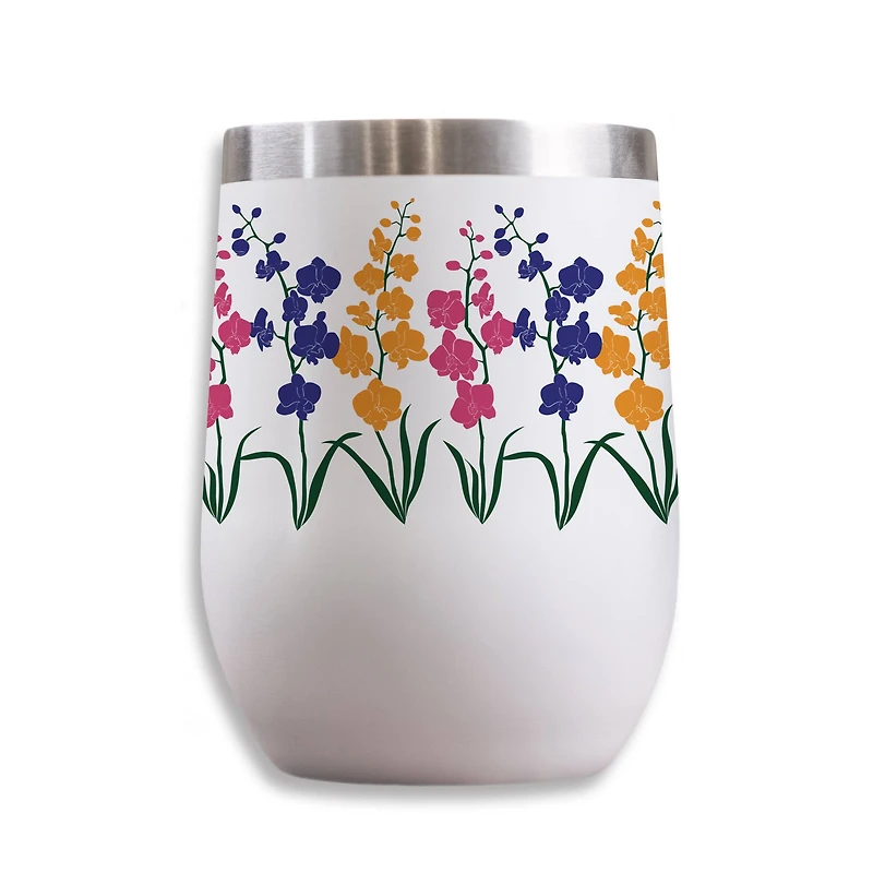 11oz. Papercut Flower Trio Stainless Steel Wine Tumbler
