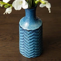 Glitzhome® Brilliant Blue Chevron Ceramic Modern Vase Set