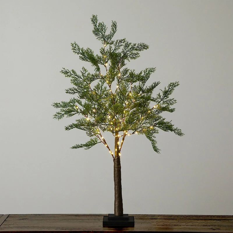3ft. Pre-Lit Artificial Cypress Tree with Warm White LED Lights
