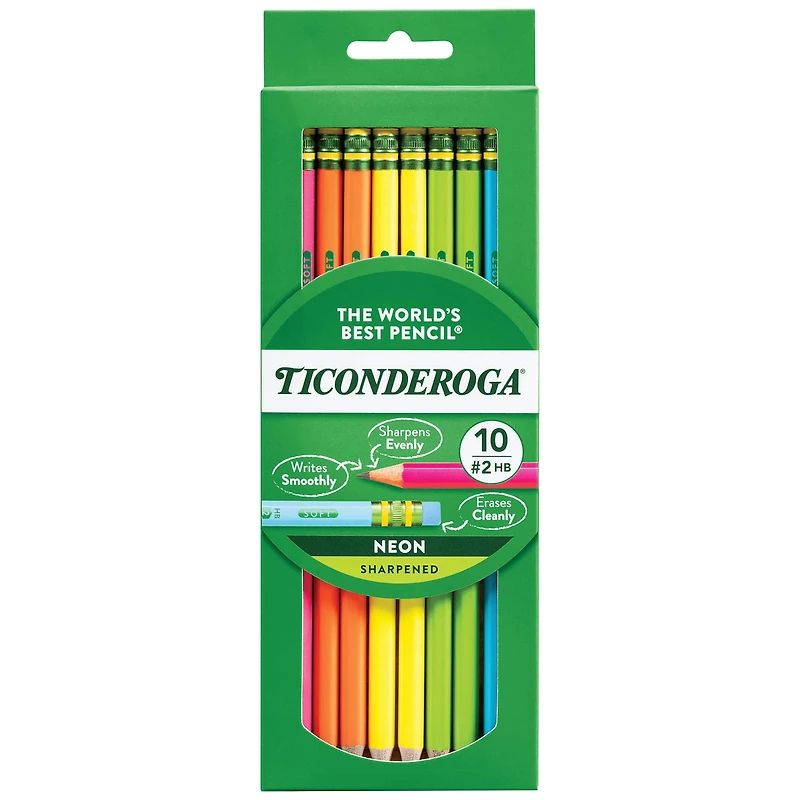 Ticonderoga® No.2 HB Neon Wood-Cased Pencil Set