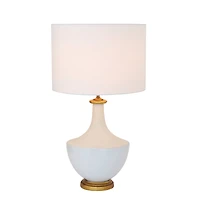 Hello Honey® 27" White & Gold Ceramic Table Lamp