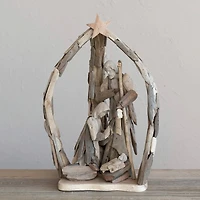 Hello Honey® 21" Handmade Driftwood & Acacia Wood Holy Family Accent
